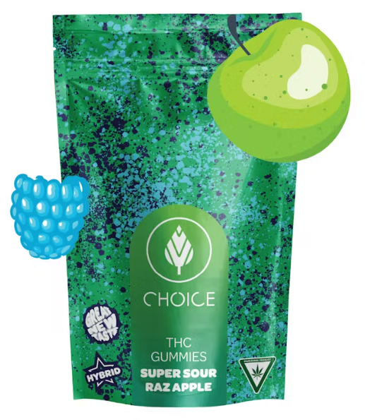 Photograph of product: Choice Chews - Super Sour Raz Apple (100mg)