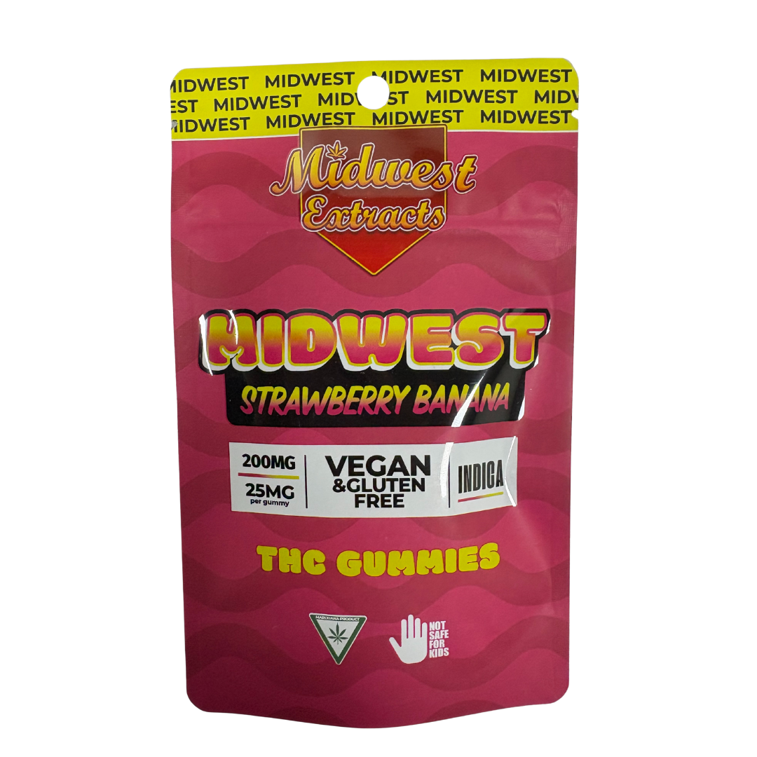 Photograph of product: Midwest Extracts - 200mg Gummies - Strawberry Banana