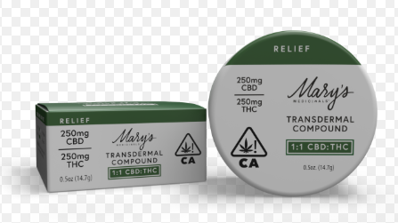 Photograph of product: Marys Medicinals Compound Relief 1:1 250mgCBD:250mgTH-oui Transdermal Topicals  0.5oz