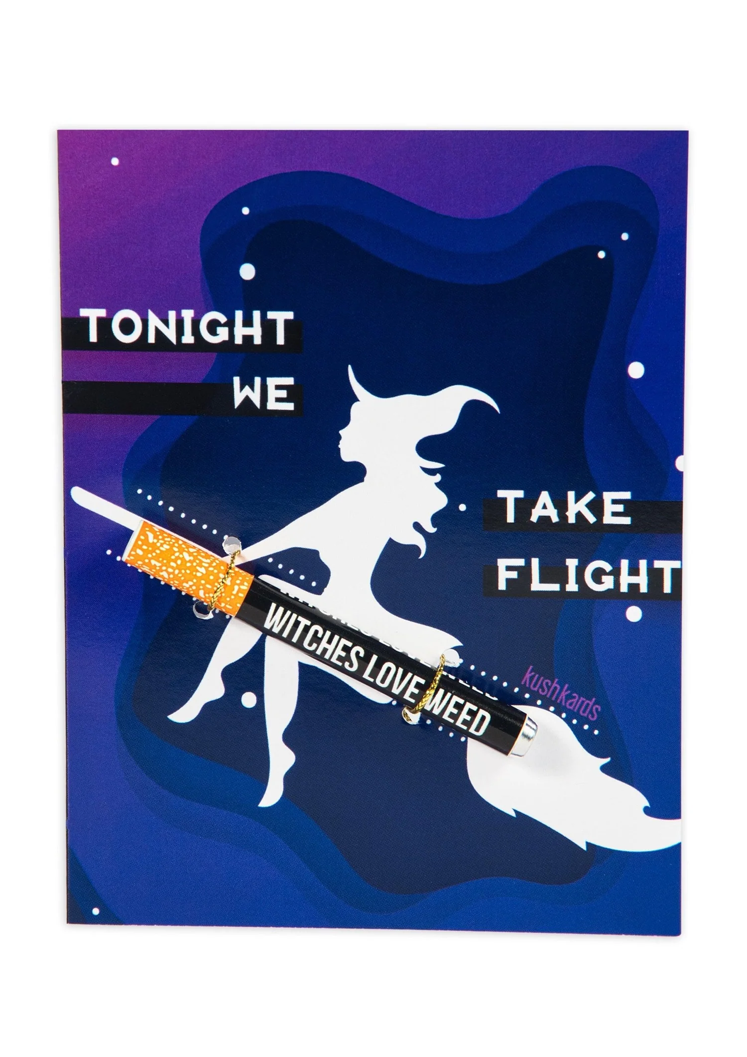Photograph of product: Kush Kard Take Flight Witch One Hitter Greeting Card