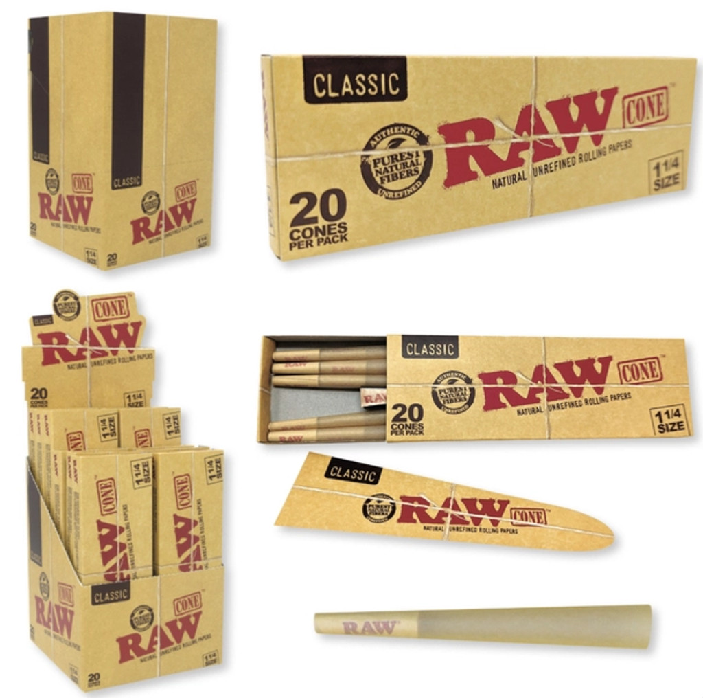 Photograph of product: Raw Classic Pre-Rolled Cones 1 1/4 20pk