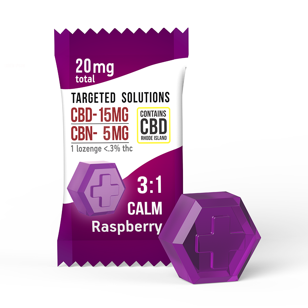 Photograph of product: Relax Raspberry 3:1 CBD/CBN - 5pk Lozenge - CBD007
