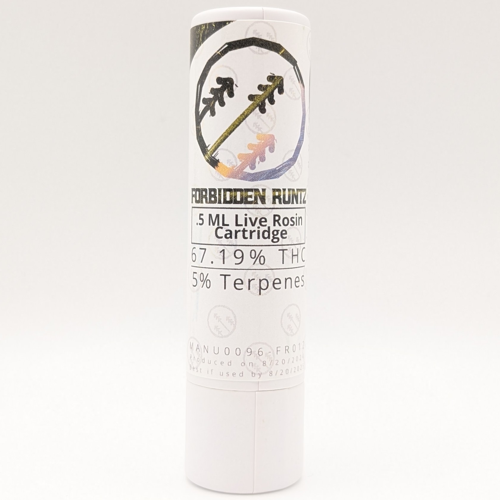 Photograph of product: Forbidden Runtz .5g Live Rosin Cart