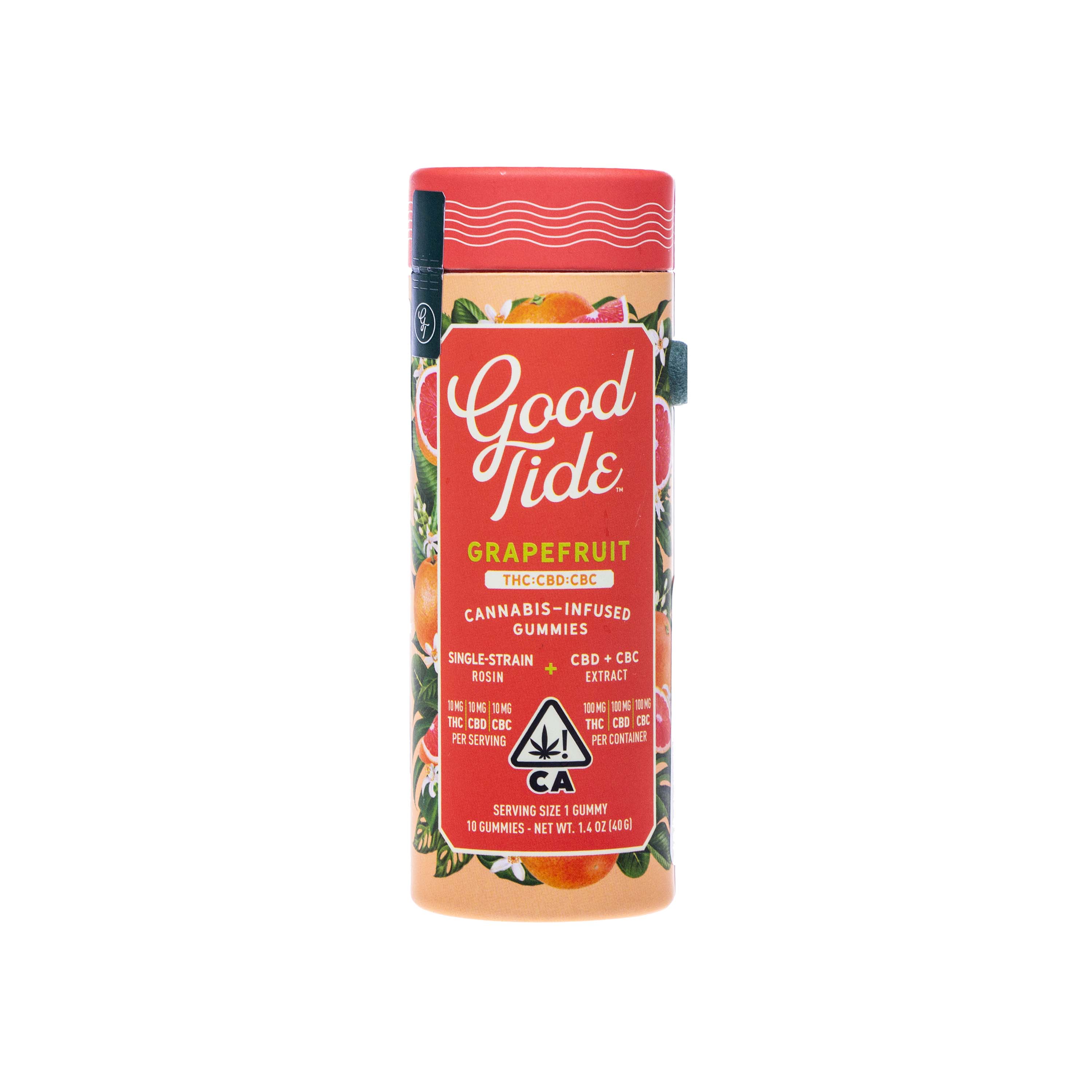 Photograph of product: Good Tide | Grapefruit Hash Rosin Gummies (1:1:1 THC:CBC:CBD - 300mg Total)
