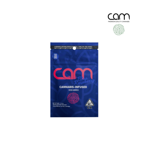 Photograph of product: BLUE RASPBERRY 100MG ROSIN INFUSED 10 PACK GUMMIES