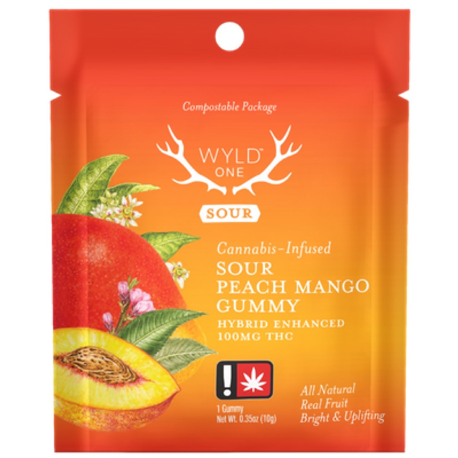 Photograph of product: WYLD ONE Sour Peach Mango Hybrid Single Serve Gummy | 100mg