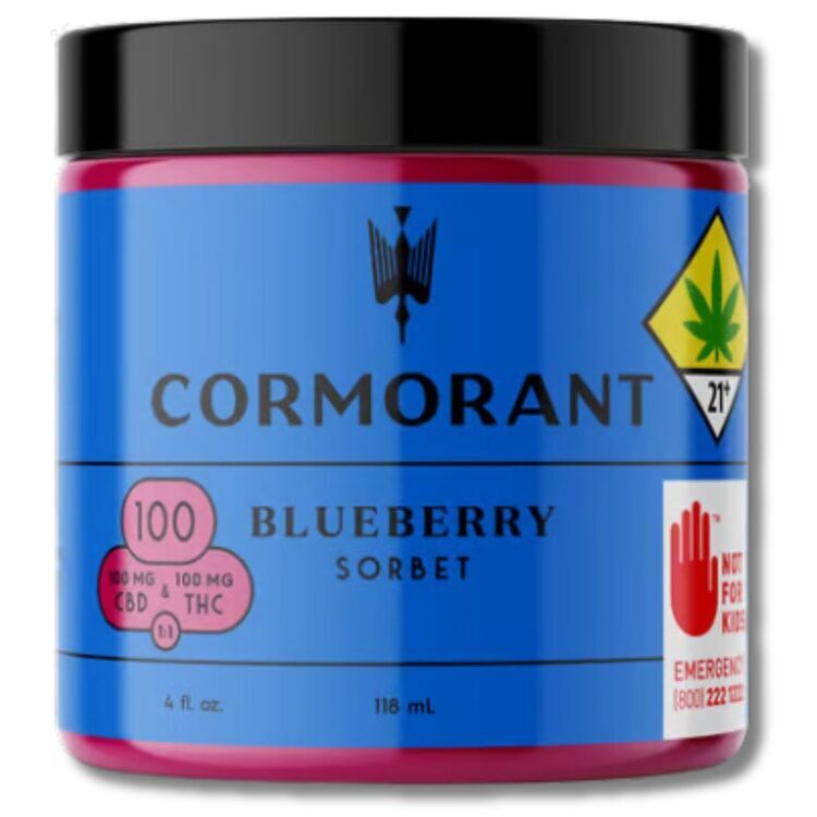 Photograph of product: Blueberry 4oz Sorbet 1:1 CBD 200mg Infused Sorbet Frozen Liquid Edible 4oz (Cormorant)