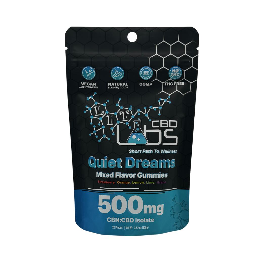 Photograph of product: Lit Labs | Quiet Dreams Mixed Flavor | 500mg CBN:CBD Full Spectrum Gummies | REC