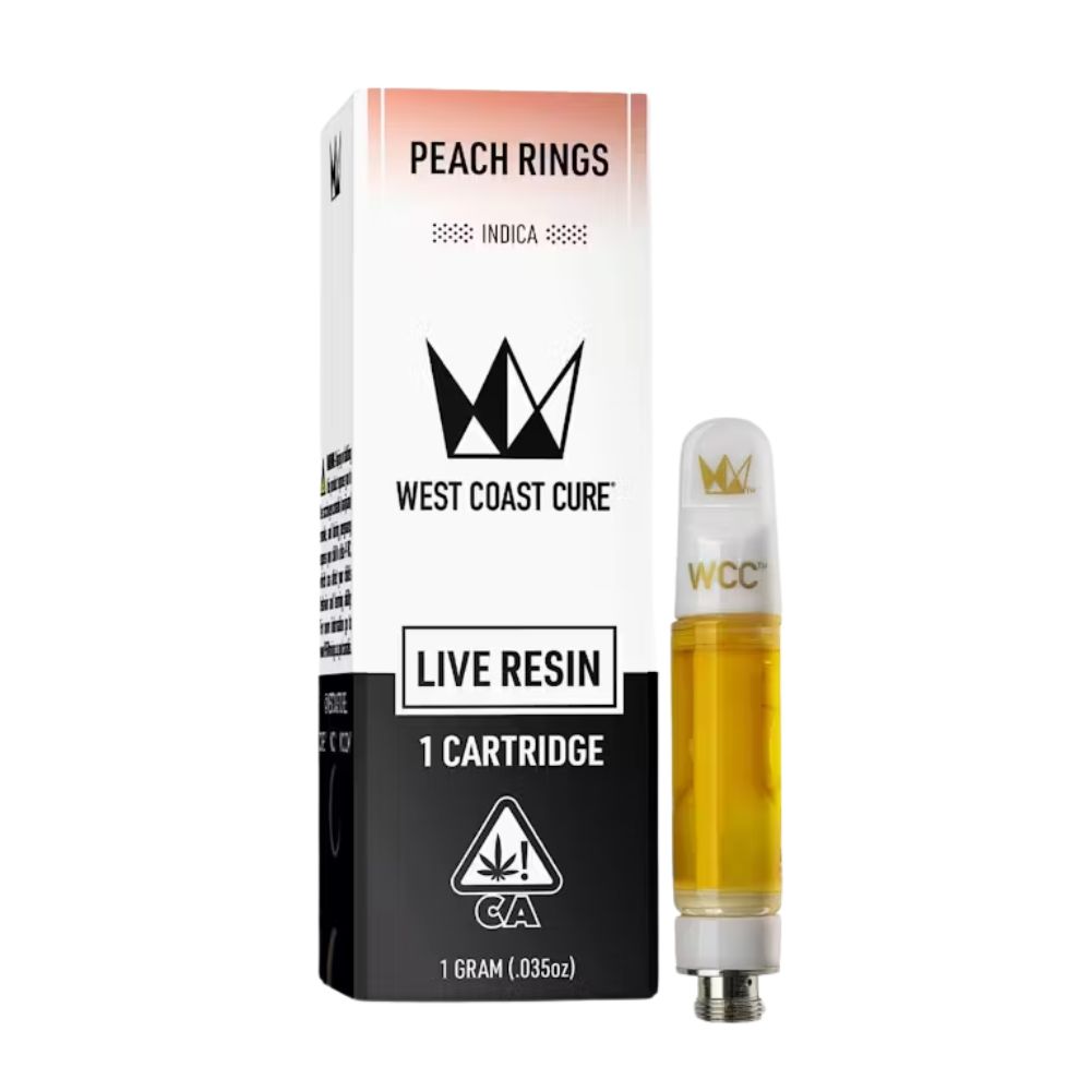 Photograph of product: PEACH RINGS LIVE RESIN CART 1G - WEST COAST CURE