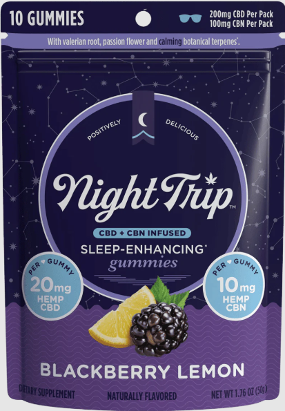 Photograph of product: 25mg CBD Gummies - NightTrip Blackberry Hibiscus + CBN 2pk - Daytrip