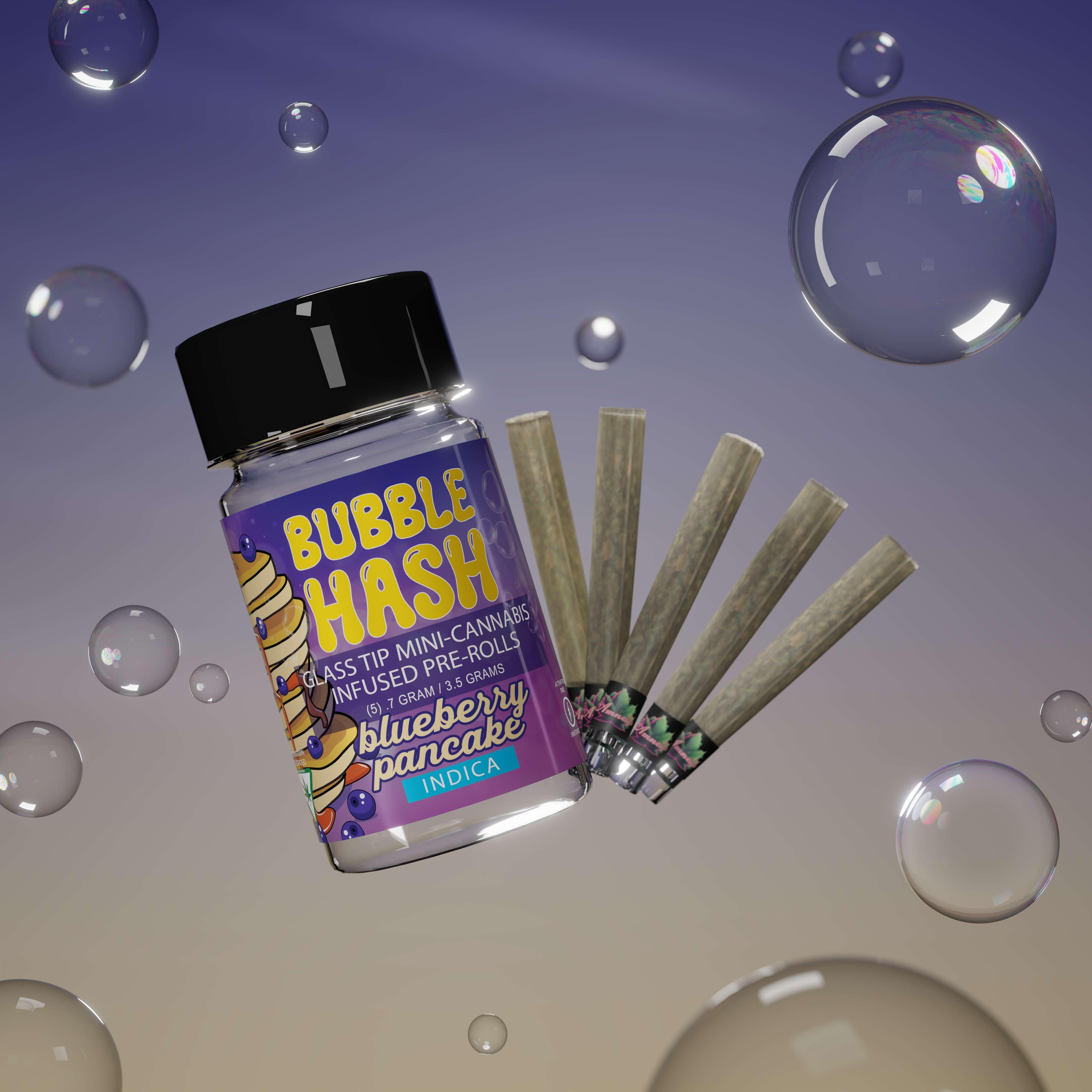Photograph of product: Amnesia - 5-Pack .7g Bubble au chocolat Infused Prerolls - Blueberry Pancakes