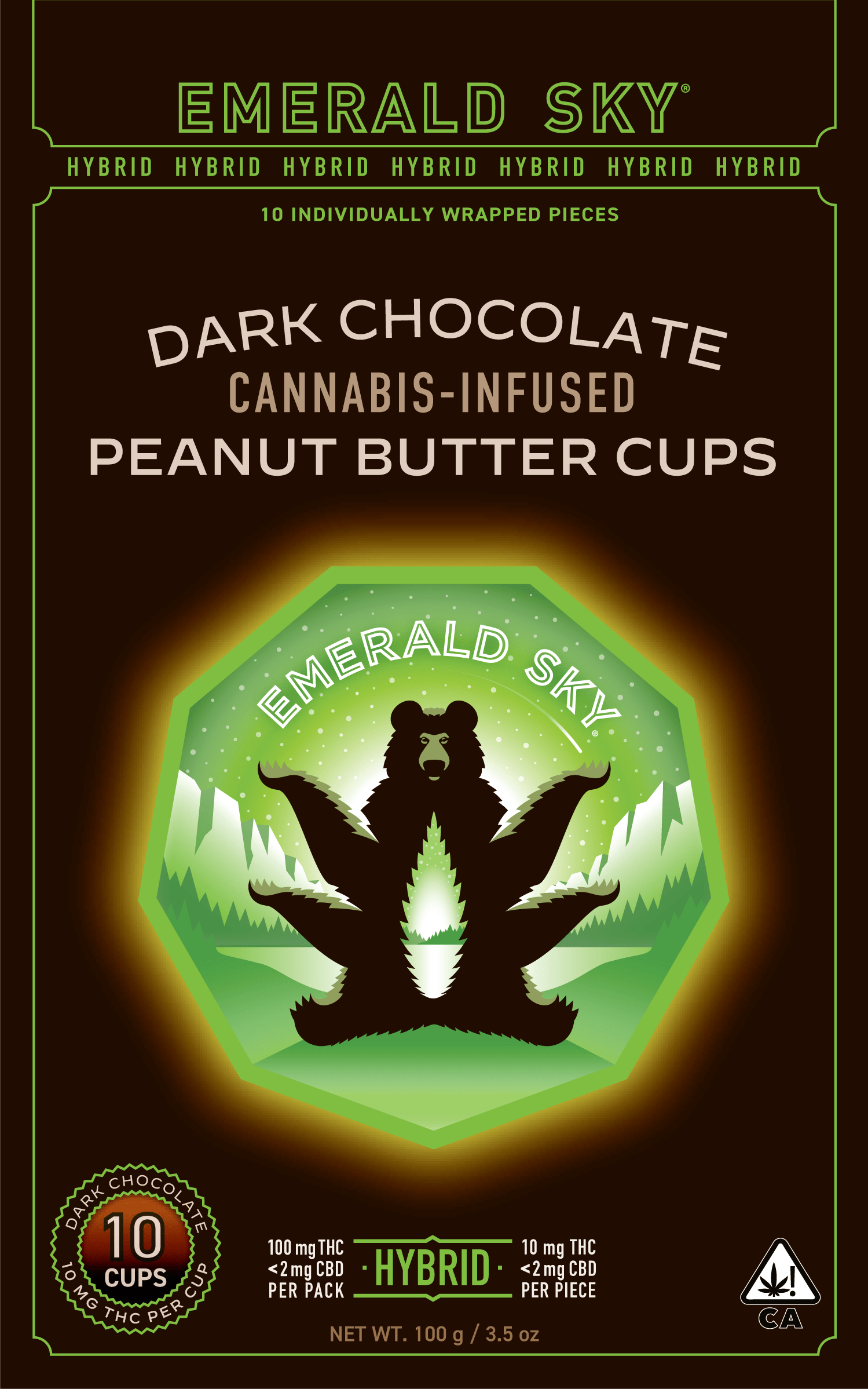 Photograph of product: Emerald Sky | Hybrid Dark Chocolate   100 Mg   10 Pack