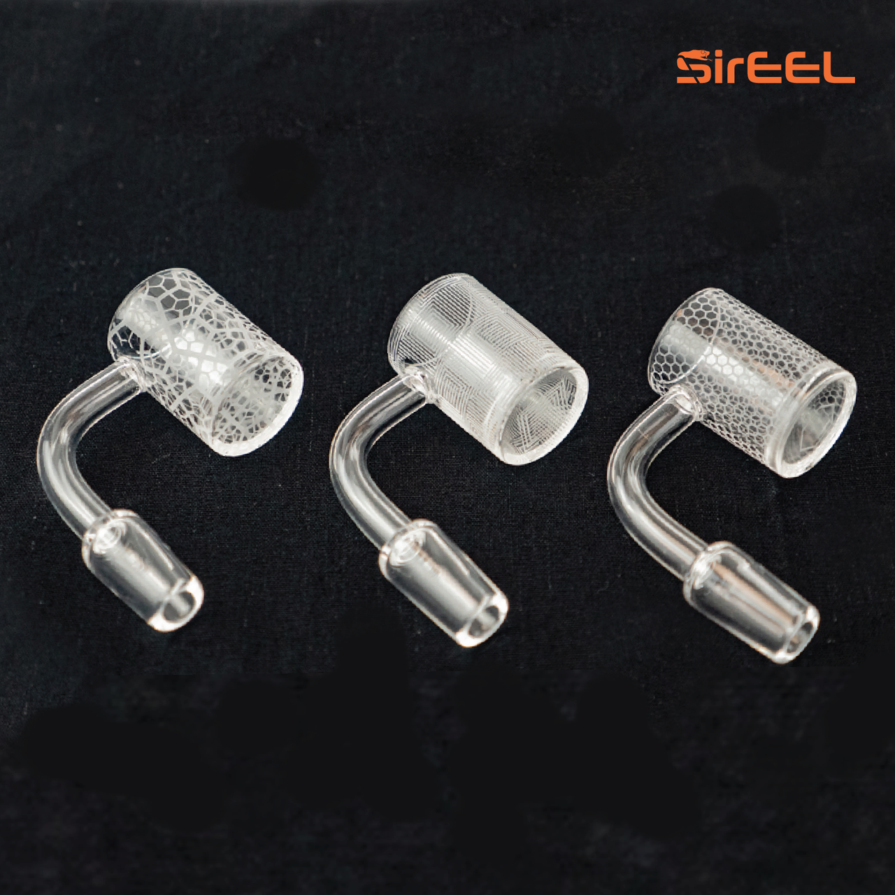 Photograph of product: SirEEL - Etched Quartz Bucket Bangers, Assorted Designs, 14mm Male