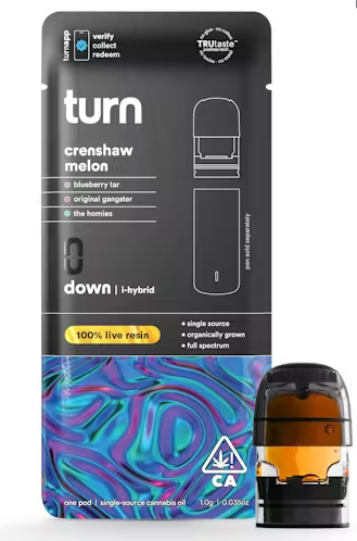 Photograph of product: TURN CRENSHAW MELON LIVE RESIN VAPE POD I-HYBRID 1G