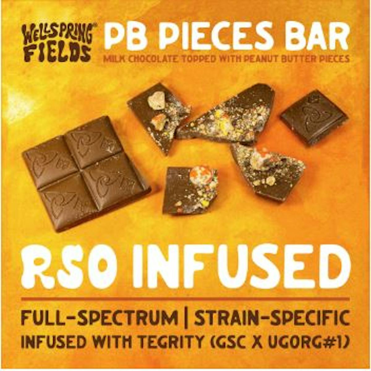 Photograph of product: Peanut Butter Pieces Bar | Chocolates | RSO Infused | 10 x 10mg
