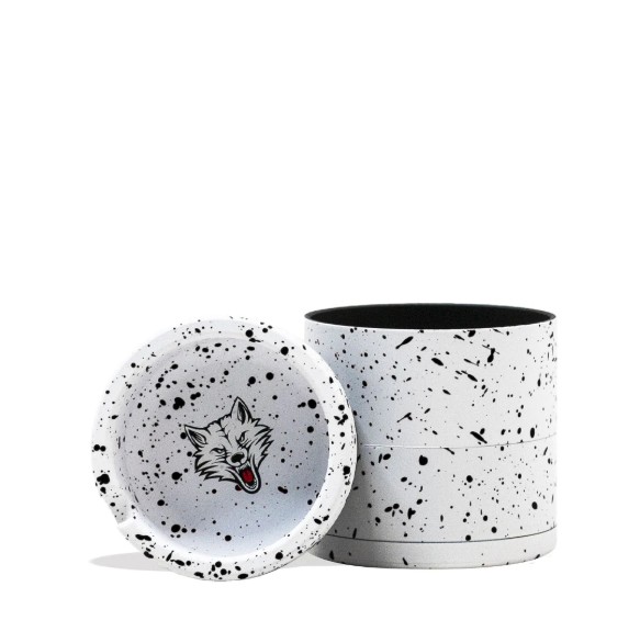 Photograph of product: BEVEL 65MM 4PC GRINDER ( WHITE - BLACK SPATTER )