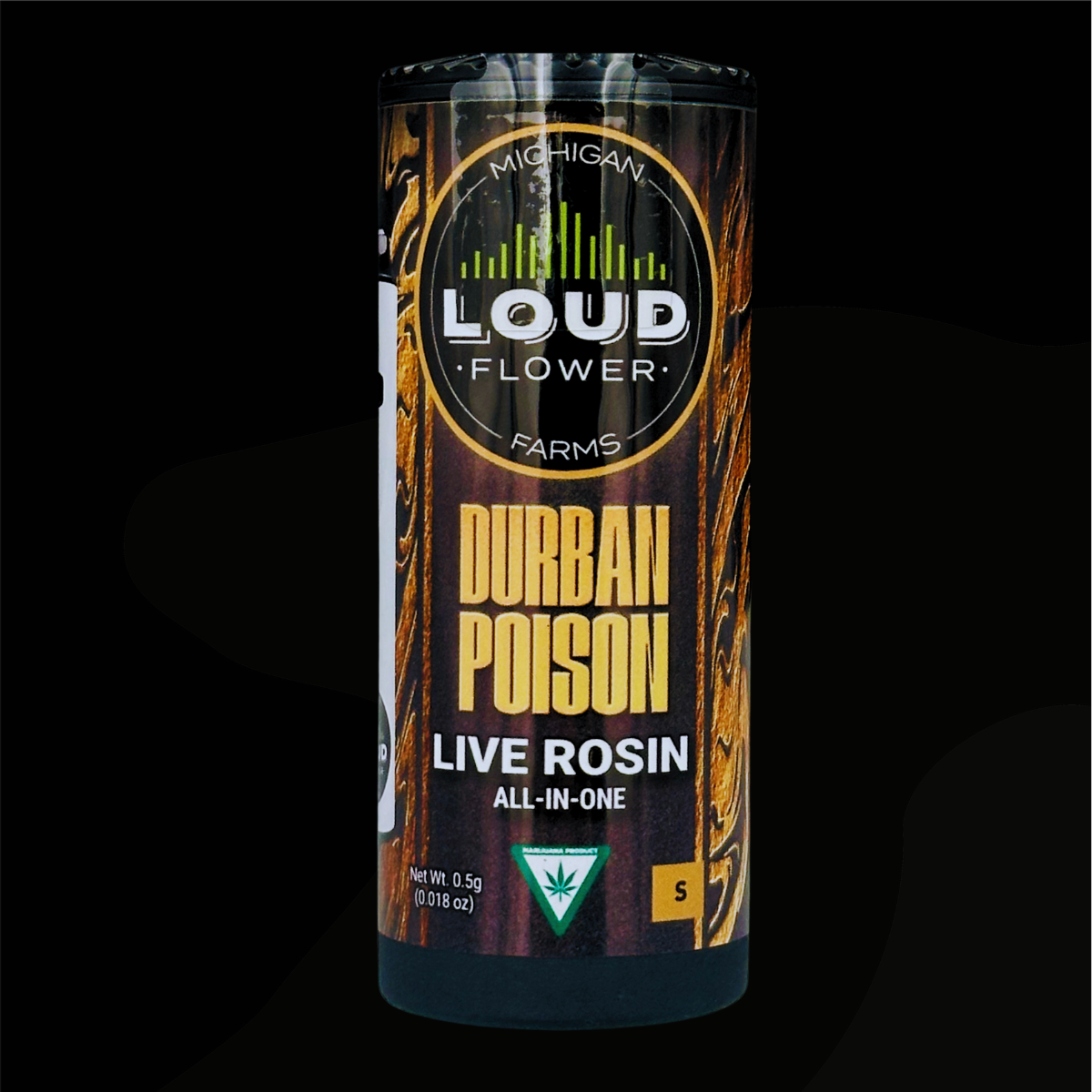 Photograph of product: MI Loud .5g au chocolat Rosin Disposable | Durban Poison