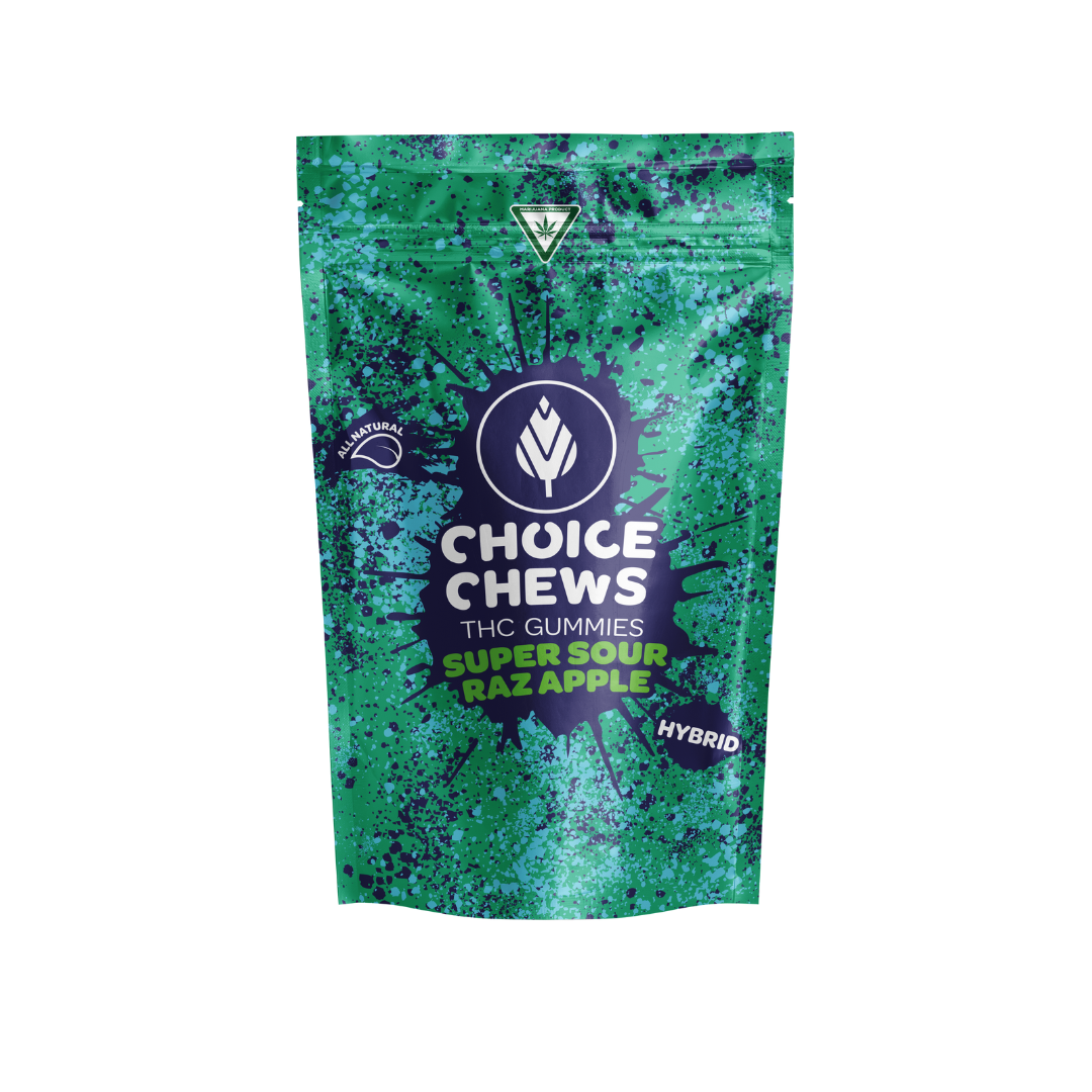 Photograph of product: Choice | Chews Super Sour Raz Apple Gummies | 10x20mg | 200mg