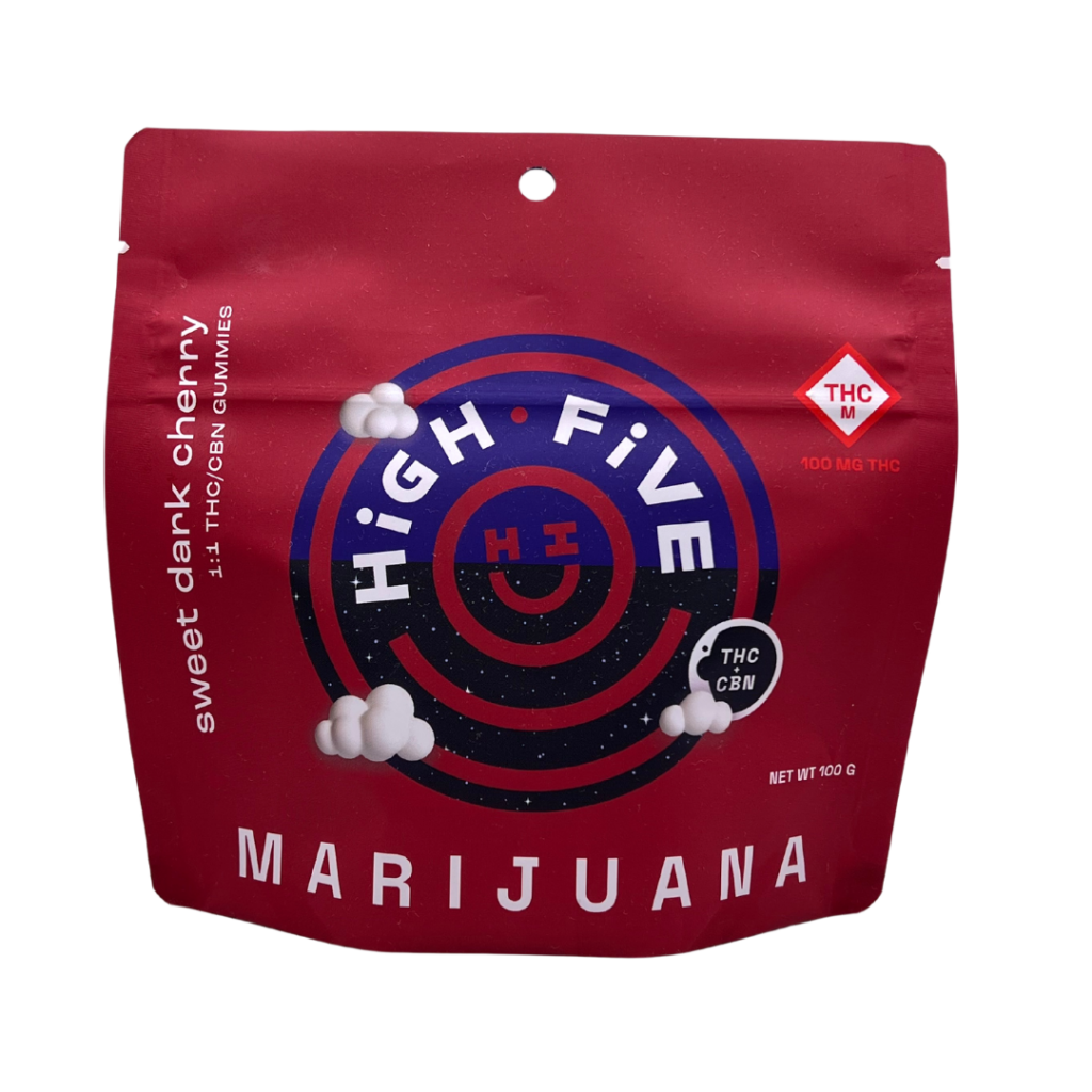 Photograph of product: High Five | Gummies | Sweet Dark Cherry 1:1 100mg