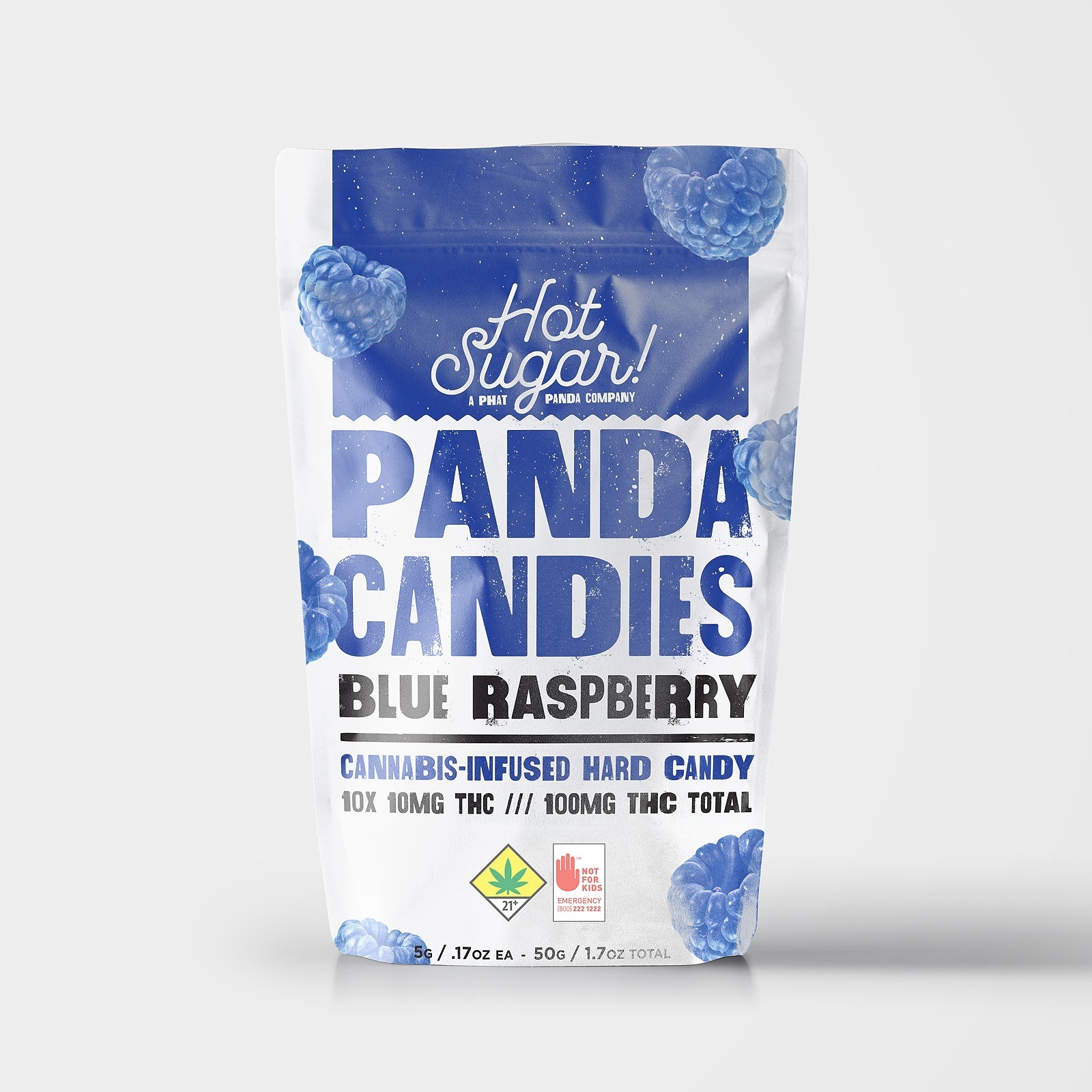 Photograph of product: Panda Candies | Sour Blue Raspberry | Hard Candy | 10pk | DOH | 100mg TH-oui