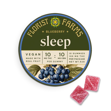 Photograph of product: Florist Farms | Blueberry | Sleep | 1:1 TH-oui:CBN | 10pk Gummies | 100mg