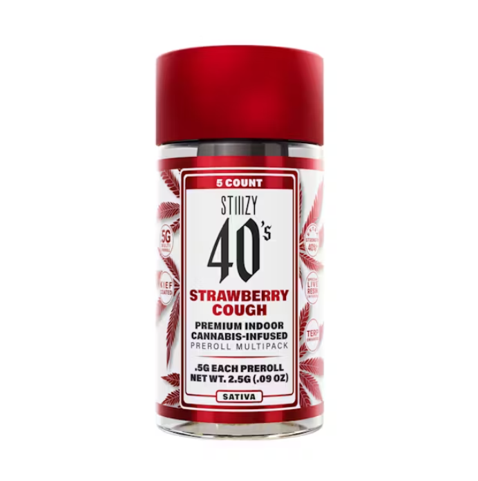 Photograph of product: 40's Strawberry Cough Infused Preroll Multi Pack (S) 2.5g
