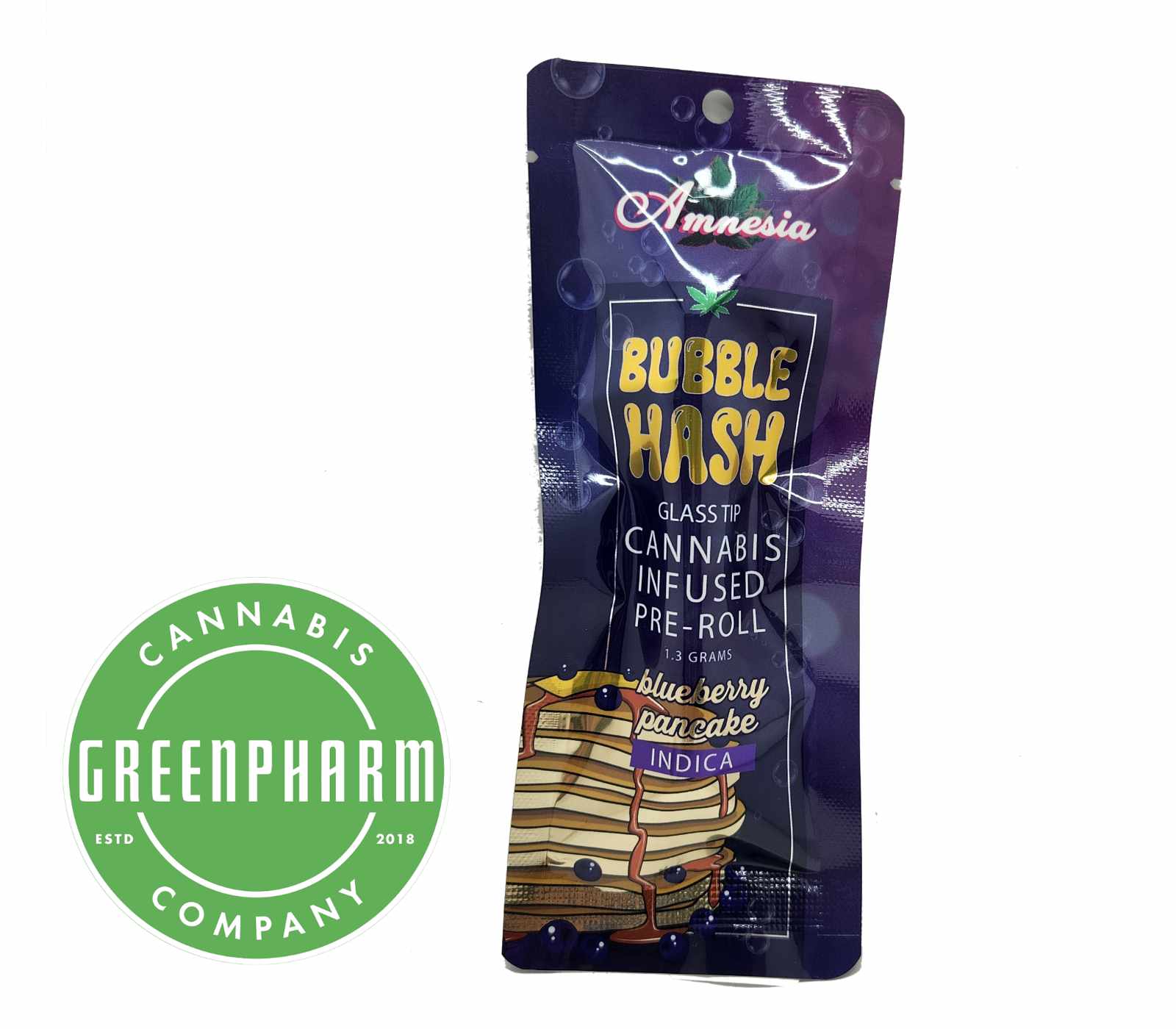 Photograph of product: Infused Pre-Roll | Amnesia | Blueberry Pancake Bubble au chocolat Infused | 1.3g