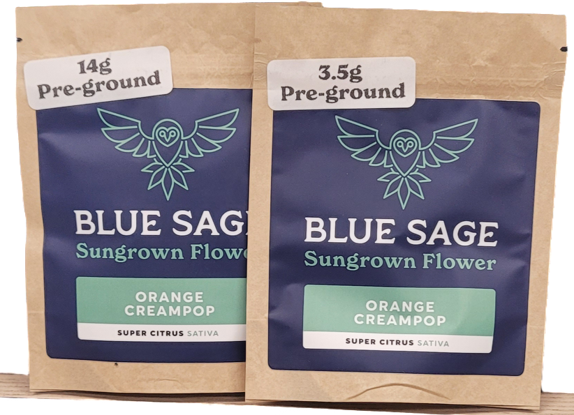 Photograph of product: Orange Creampop Pre-Ground Flower | Blue Sage - 3.5g