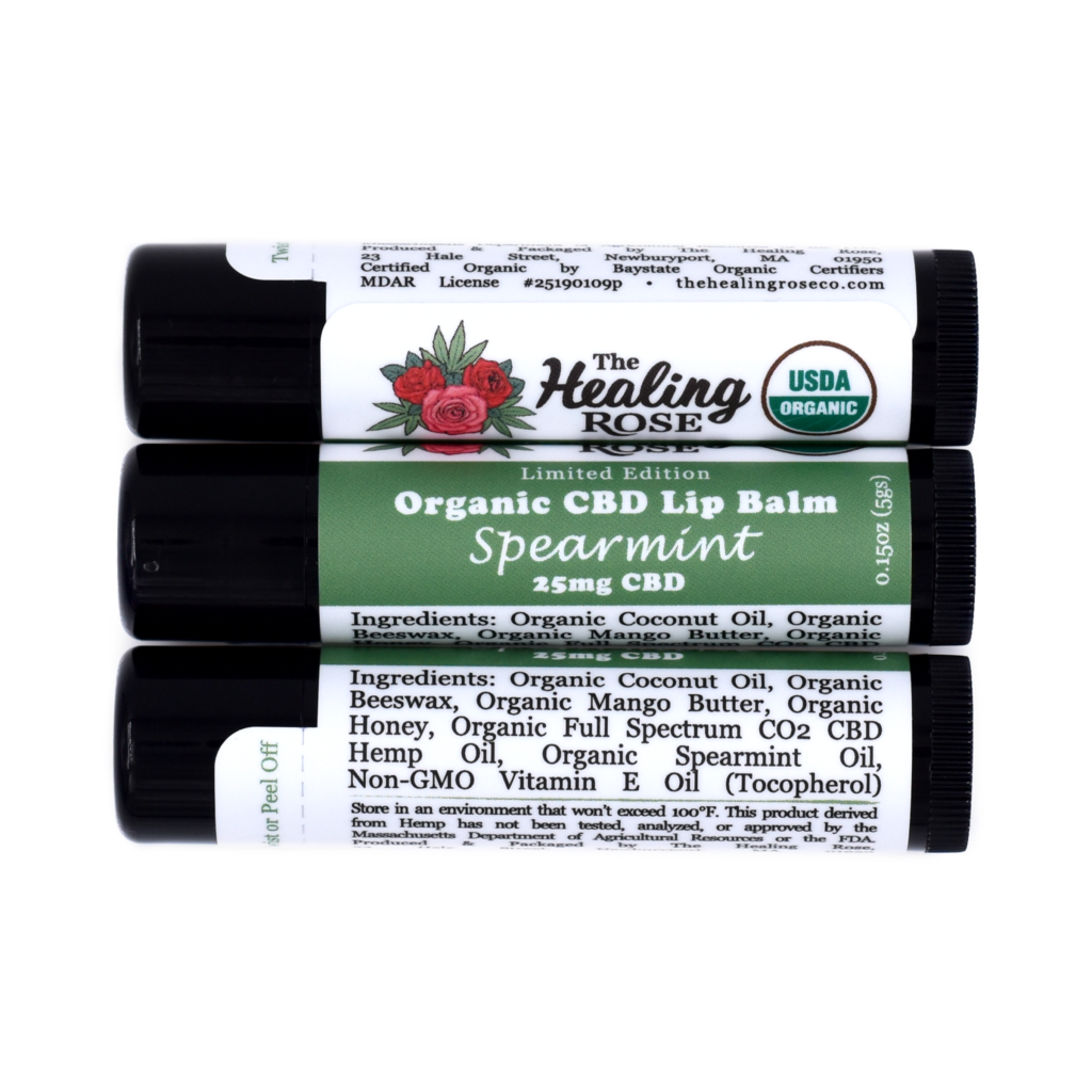 Photograph of product: The Healing Rose | Spearmint (Limited Edition) CBD Lip Balm | 25mg