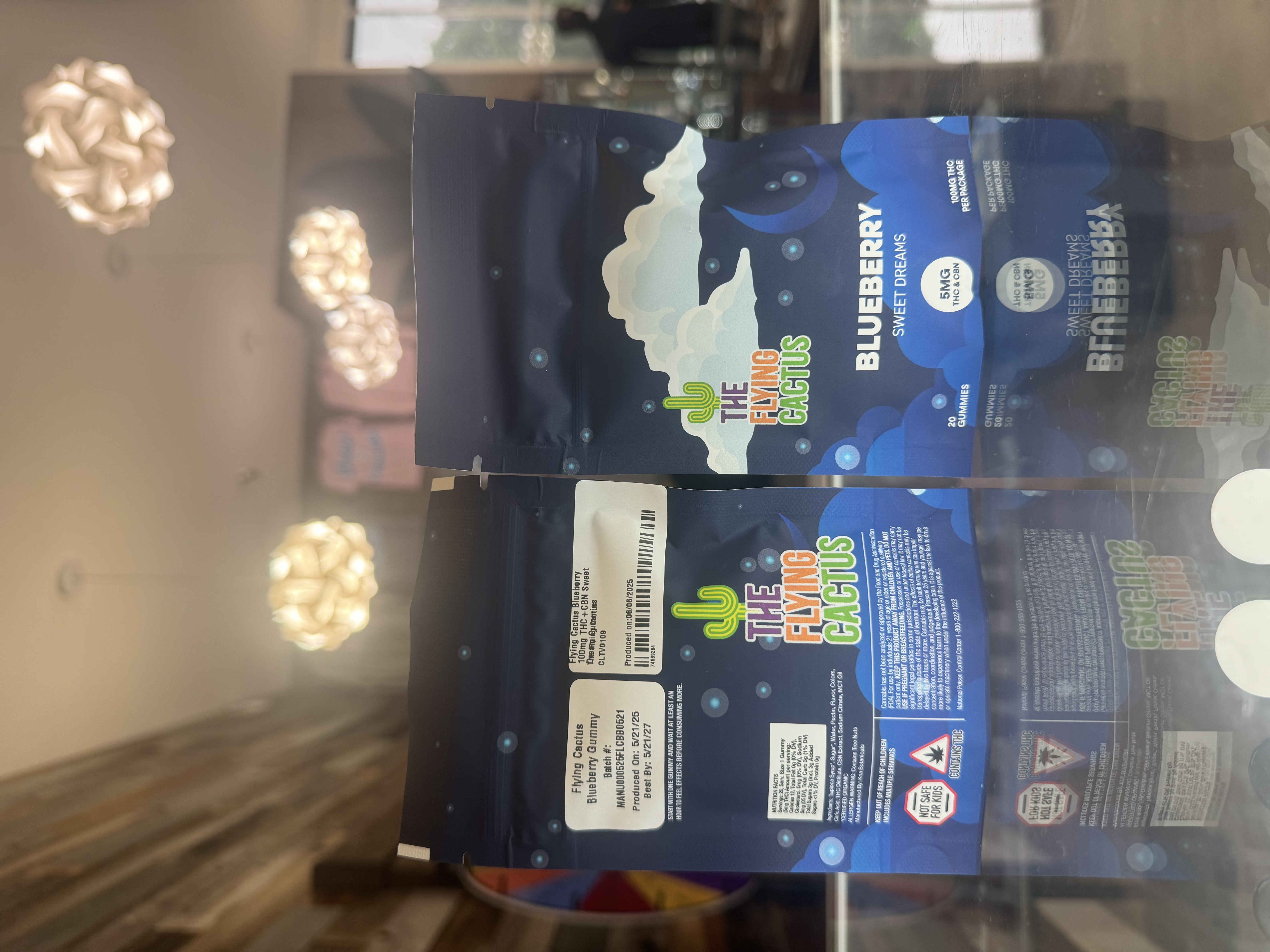 Photograph of product: Flying Cactus Blueberry 100mg TH-oui+CBN Sweet Dream Gummies