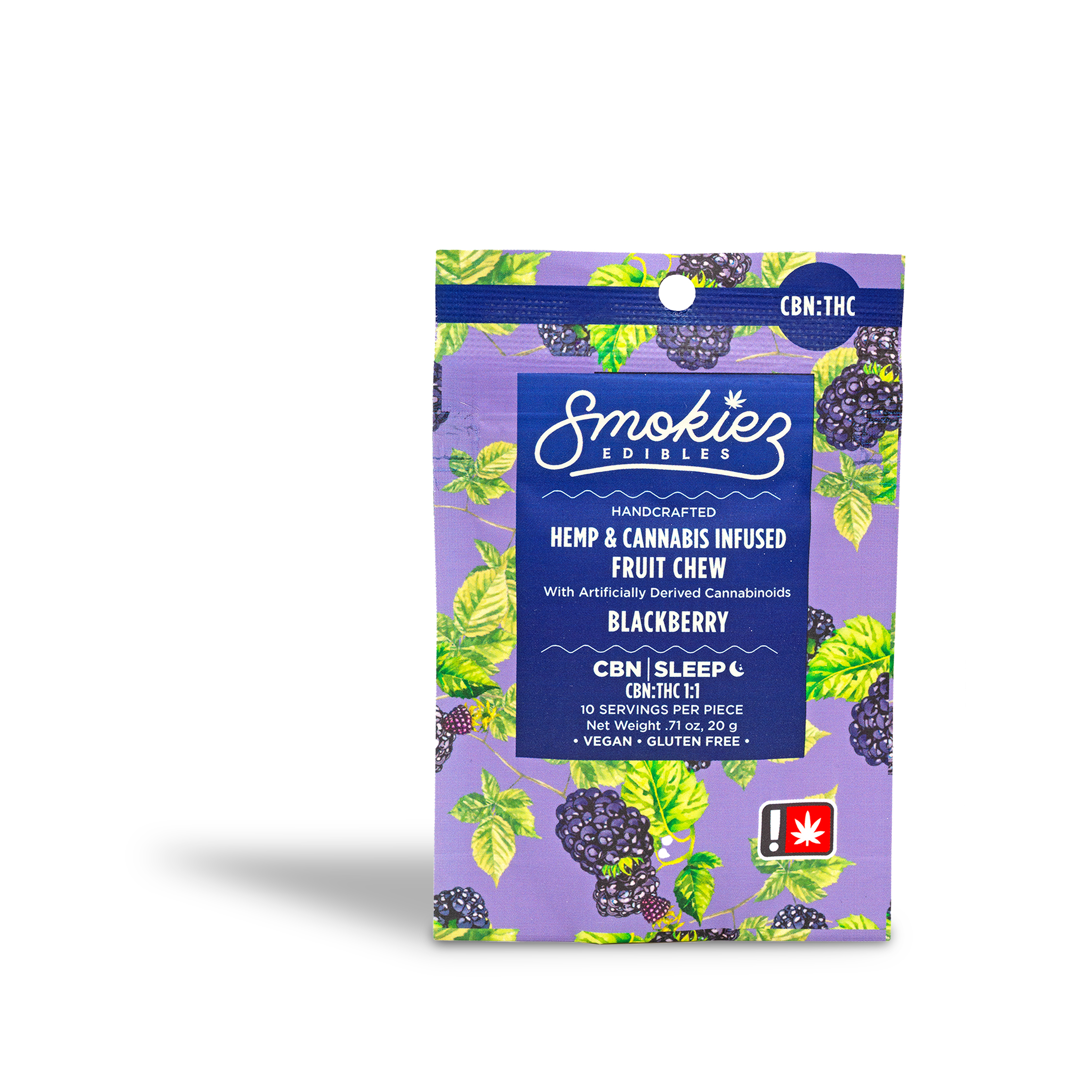 Photograph of product: Smokiez - Sweet Blackberry 1:1 TH-oui/CBN Gummies - 2.12oz