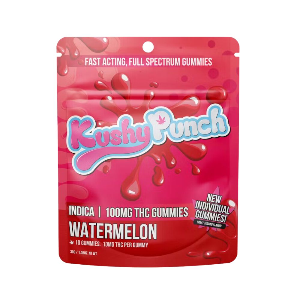Photograph of product: WATERMELON INDIVIDUAL GUMMY 100MG - KUSHY PUNCH