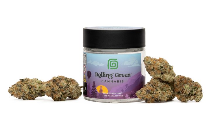 Photograph of product: ROLLING GREEN | JAR FLOWER | PINA COLADA - 3.5g