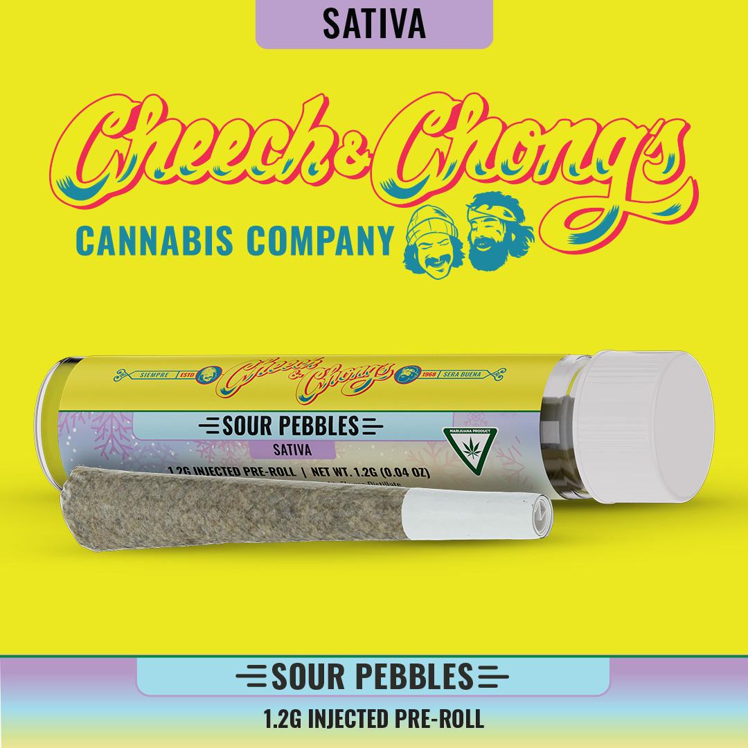 Photograph of product: Cheech & Chong | 1.2g Injected Pre-roll | Sour Pebbles