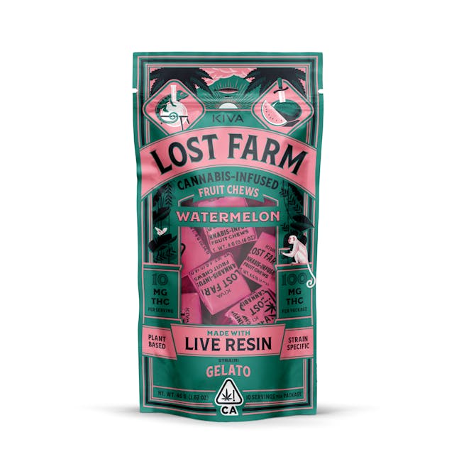 Photograph of product: Lost Farm Fruit Chews - Watermelon x Gelato Live Resin - 100mg - Watermelon x Gelato