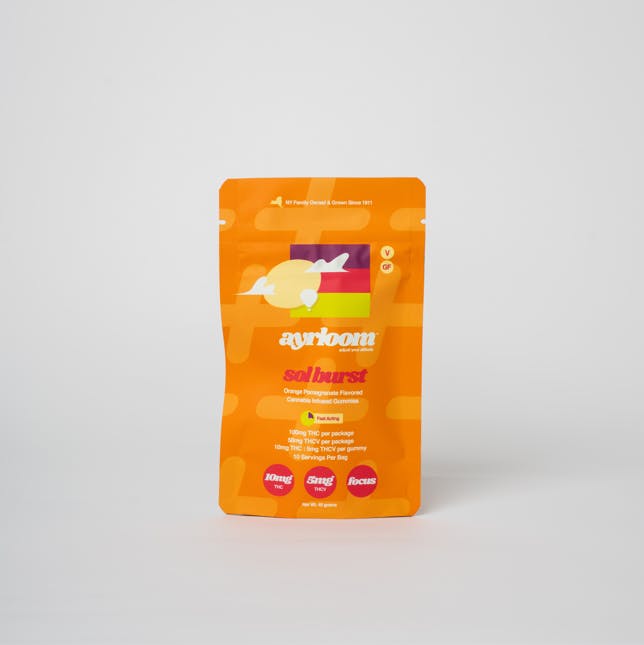 Photograph of product: Ayrloom - Gummies - Sol Burst - 100mg (2:1) (TH-oui:TH-ouiV)