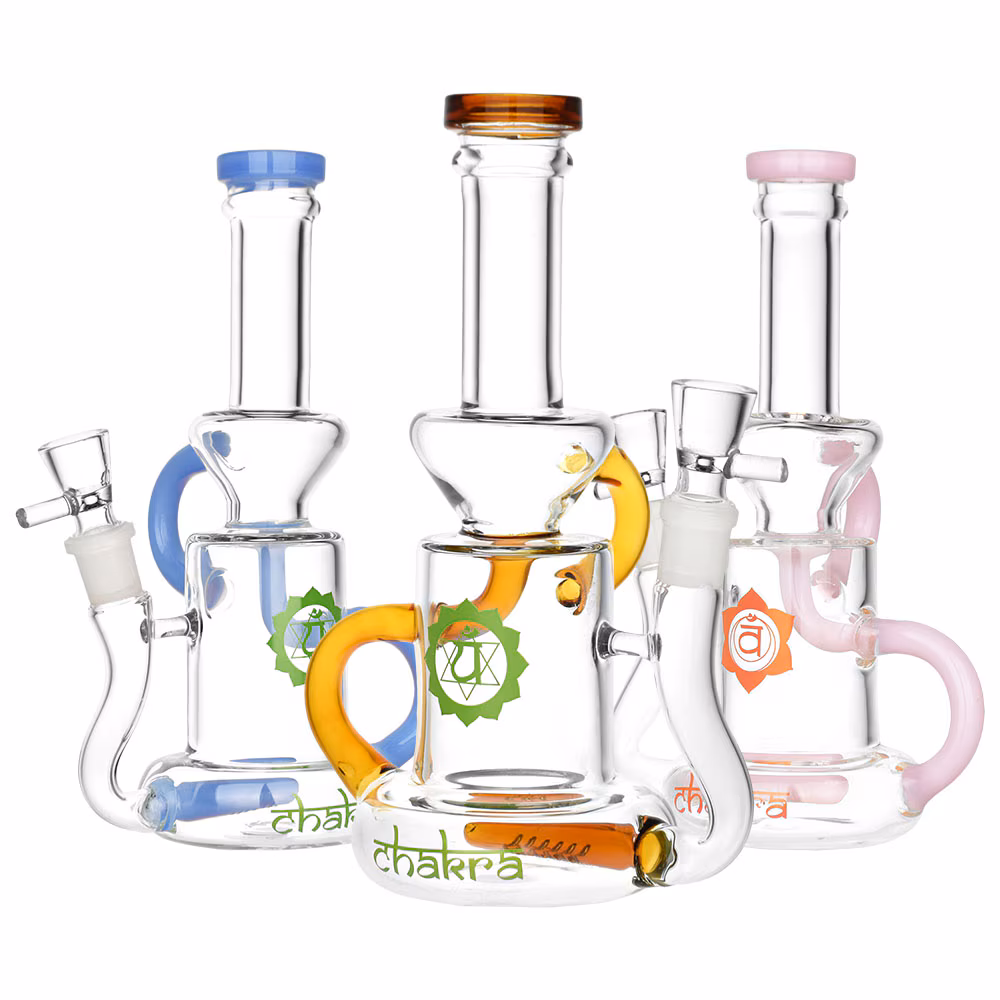 Photograph of product: Chakra Glass Recycler Bong | 7.75" / 14mm F
