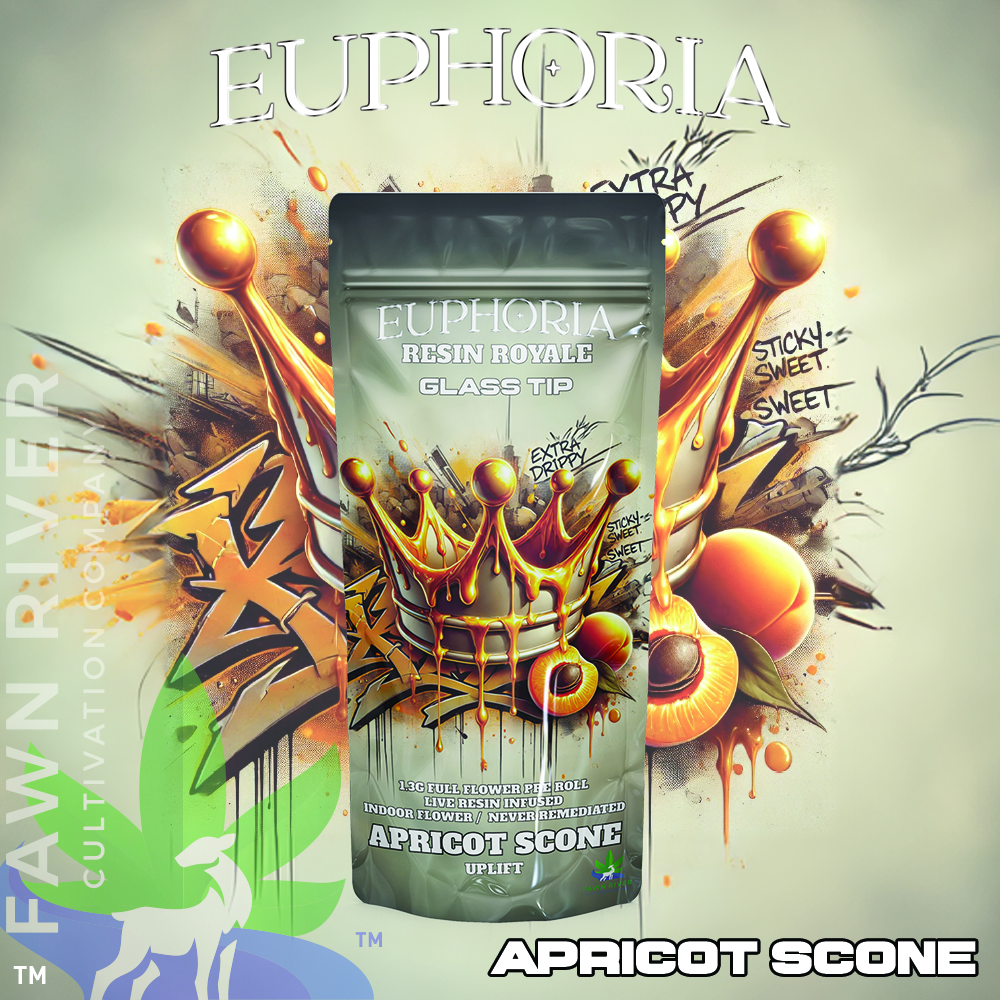 Photograph of product: Euphoria - Live Resin Royale Pre-roll 1.3g - Apricot Scone - Uplift