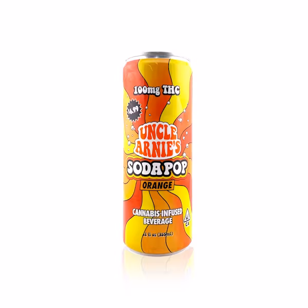 Photograph of product: Uncle Arnies - Orange 12oz Soda 100mg