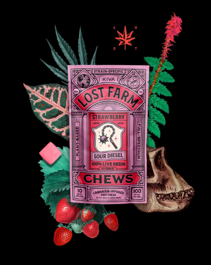 Photograph of product: Edible* - Lost Farm Chews - Strawberry (S) - 100mg (10pk)