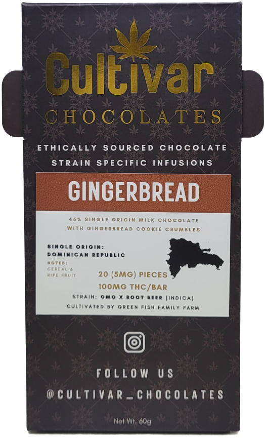 Photograph of product: Gingerbread Cookie Milk Chocolate Resin Bar | 100mg TH-oui | Cultivar Chocolates
