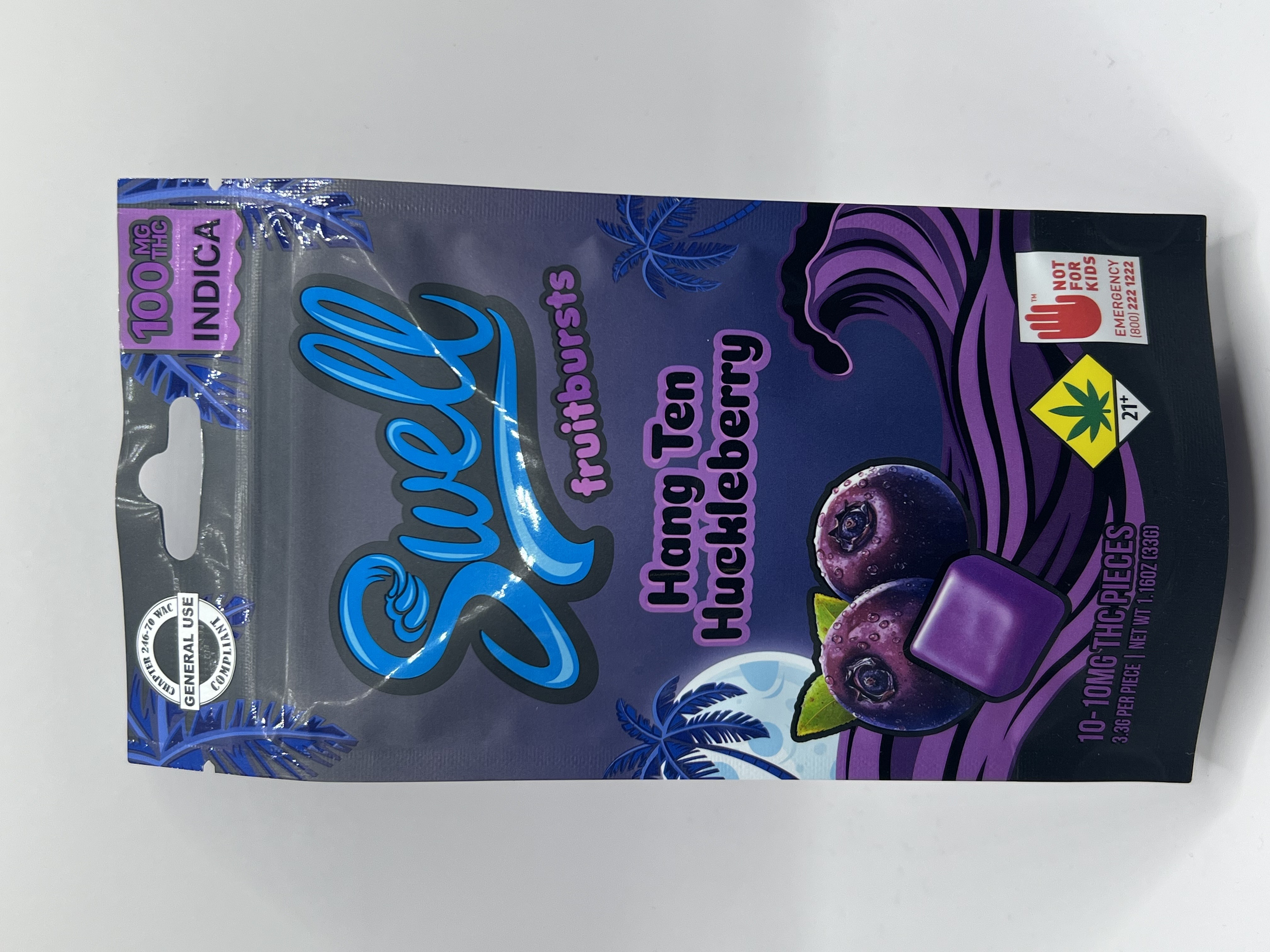Photograph of product: Fruit Burst - Hang Ten Huckleberry Oui'd 100mg - EDIBLE