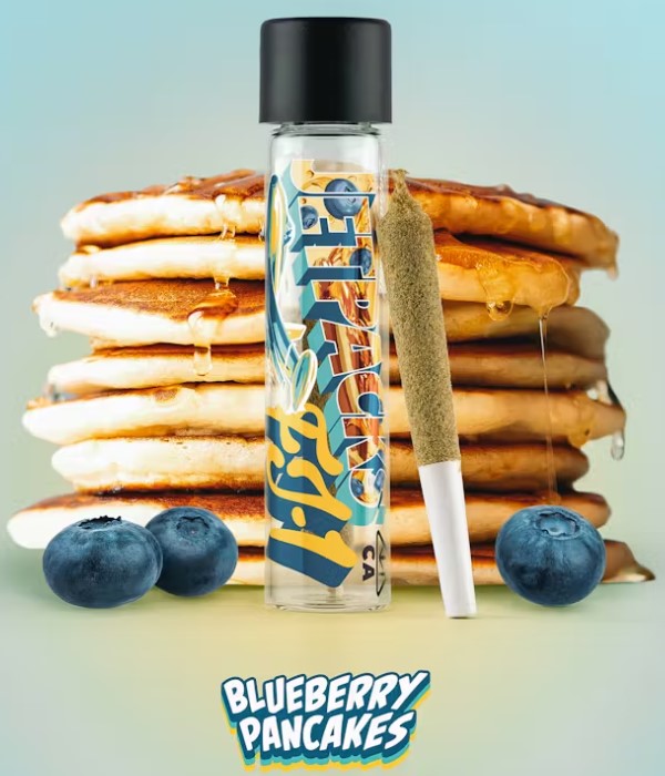 Photograph of product: Jetpacks | Blueberry Pancakes | Oui'd | FJ-1 | Kief&Dist Infused preroll