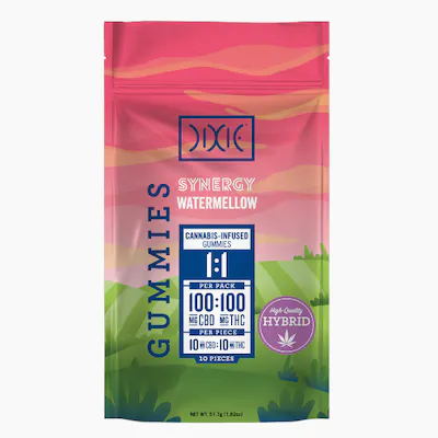 Photograph of product: Dixie | Synergy Gummies 100mg | H | 1:1 Ratio | Watermellow