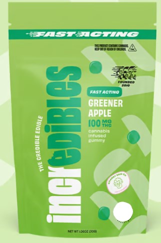 Photograph of product: Incredibles Gummy Fast Acting Greener Apple
