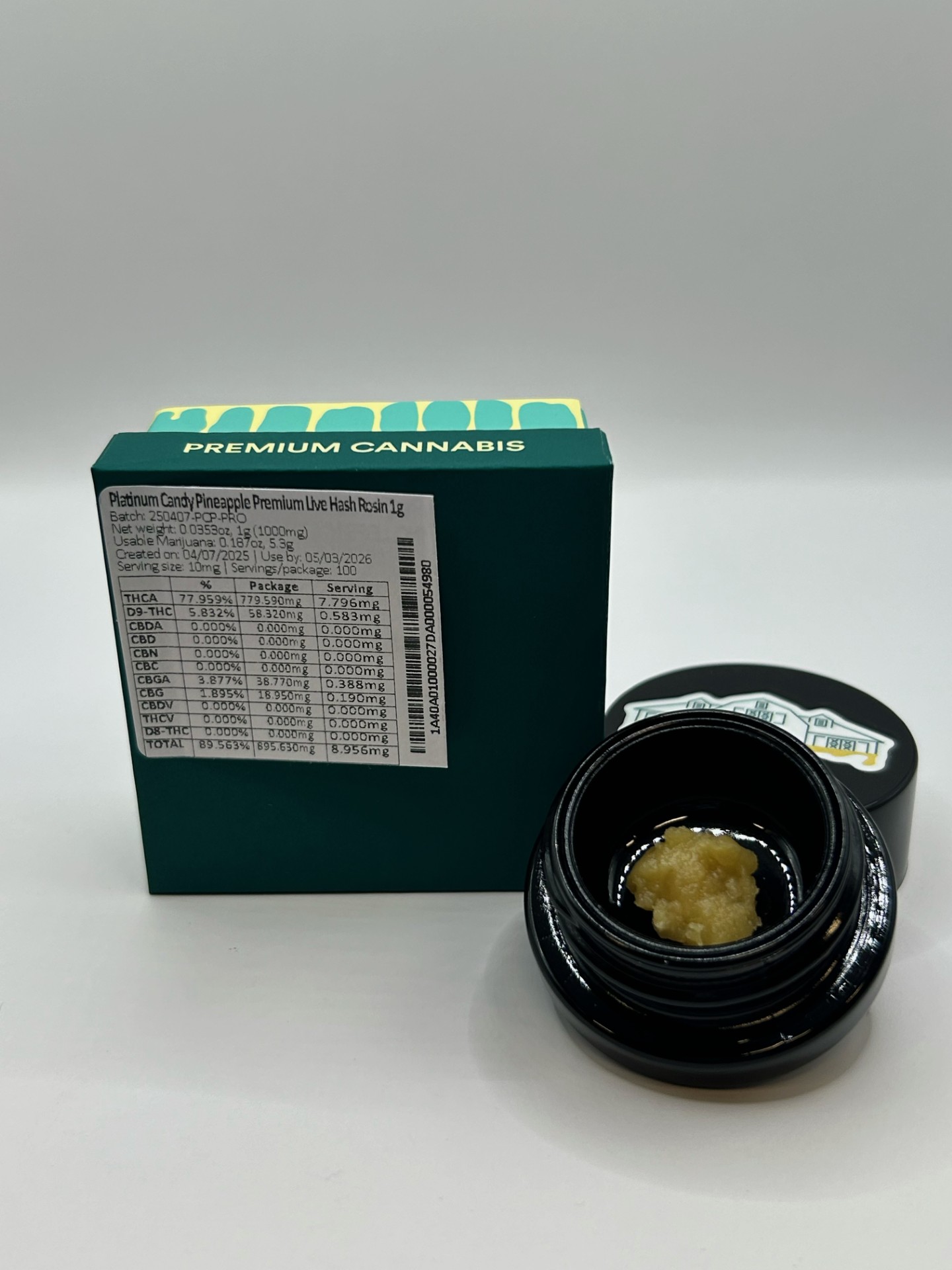 Photograph of product: Bountiful Farms | Platinum Candy Pineapple Premium Live au chocolat Rosin 1g