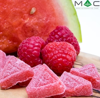 Photograph of product: 1:1 Raspberry Watermelon RSO Full Spectrum  Gummies | 20pk