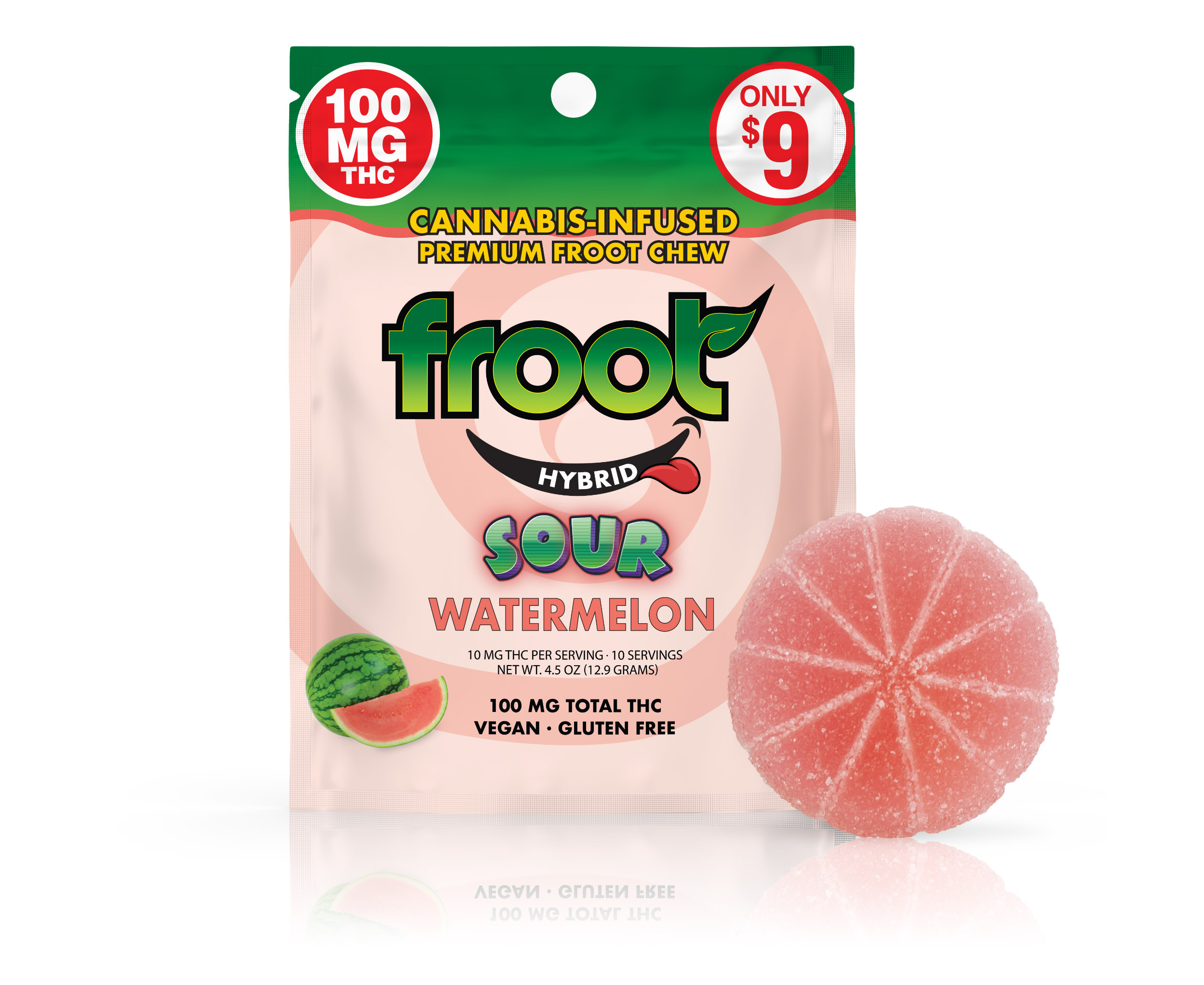 Photograph of product: SOUR WATERMELON 100MG SINGLE GUMMY