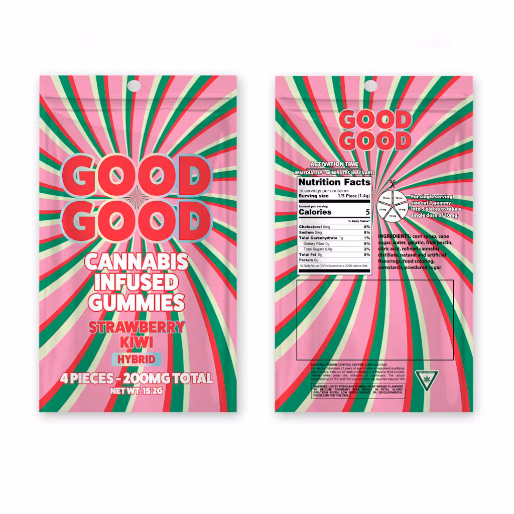 Photograph of product: Good Good - 200mg Gummies - Strawberry Kiwi
