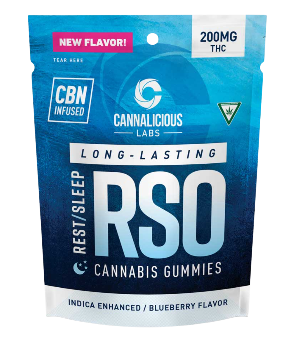 Photograph of product: Blue Raspberry 200mg RSO Gummies by Cannalicious